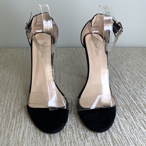 QUEEN SHOES BLACK CLEAR HEELS SIZE 12 - Picture 4 of 10